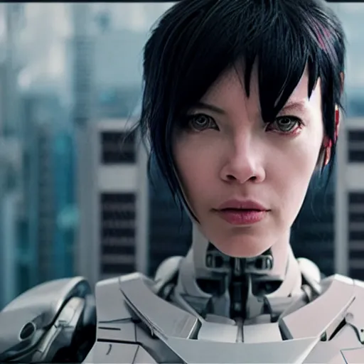 Prompt: film still of a female cyborg in new ghost in the shell sequel, cinematic lighting, high resolution, 4 k - w 6 4 0