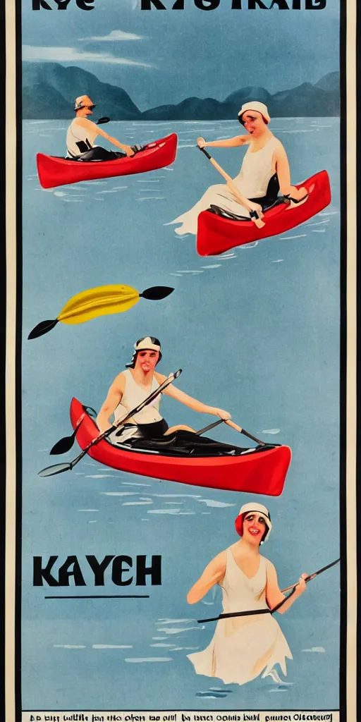 Image similar to a 1 9 2 0 s poster advertising kayaks