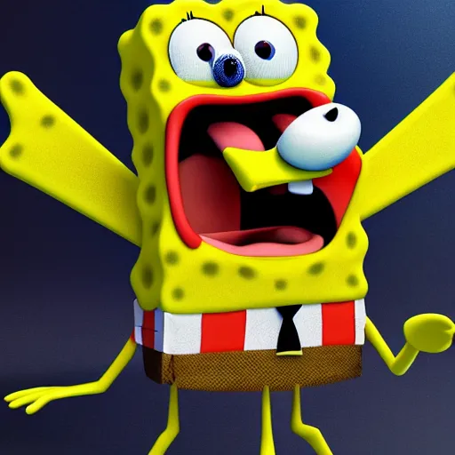 Image similar to spongebob trianglepants!!!!!, trending on artstation, cgsociety, 4 k, 8 k