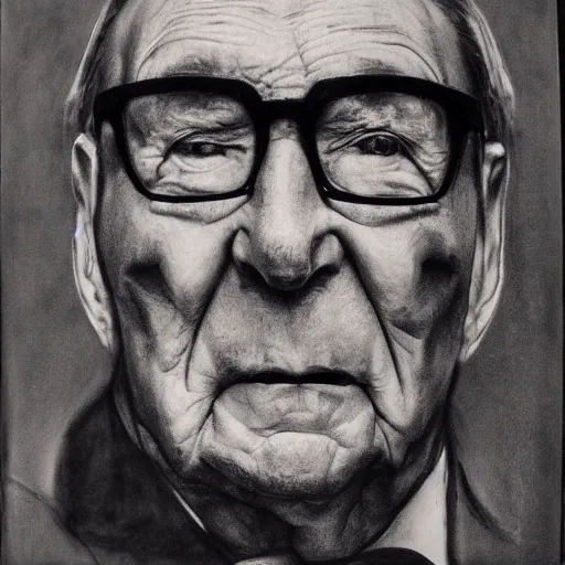 Image similar to Ingvar Kamprad, charcoal portrait