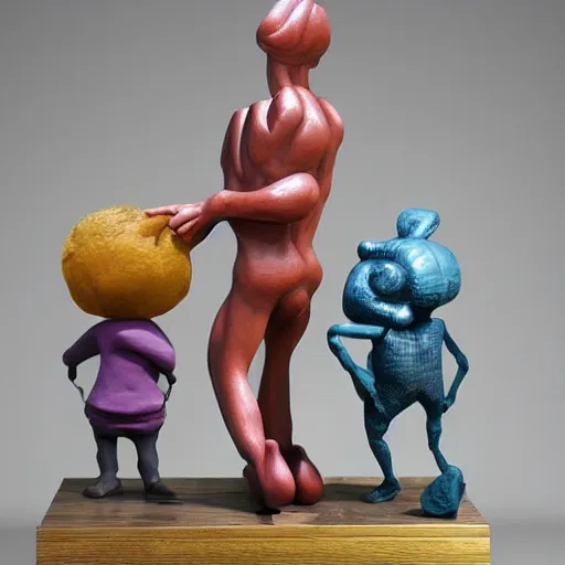 Prompt: cartoon forbidden sculpture toy on display