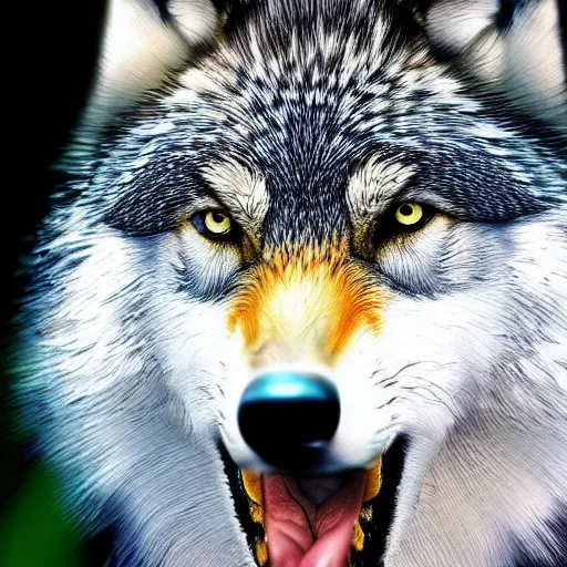 Image similar to a wolf eagle!! hybrid, bold natural colors, masterpiece, trending on artstation, photograph