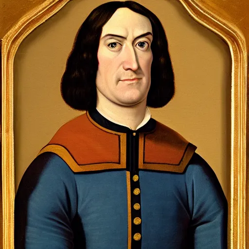 Image similar to a renaissance style portrait painting of Lord Farquaad