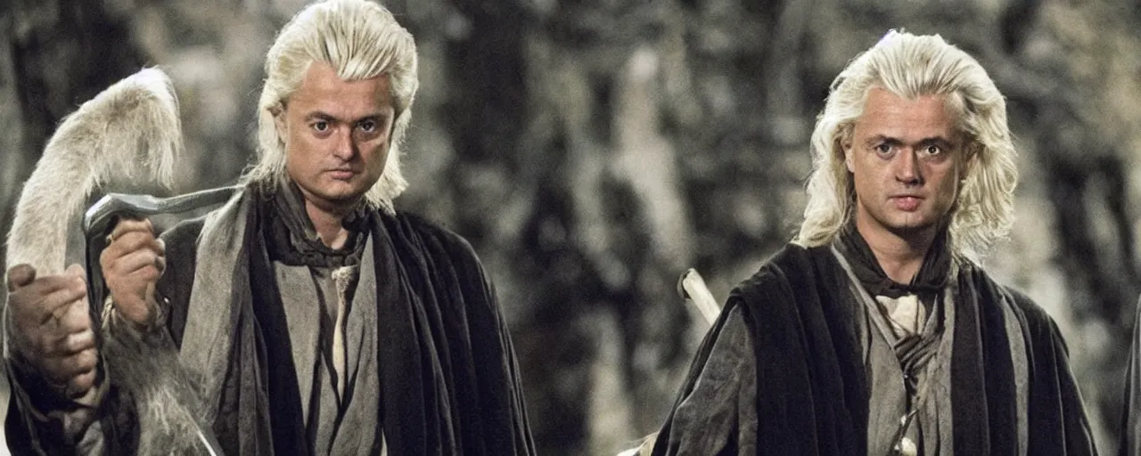 Image similar to geert wilders as the fellowship of the ring