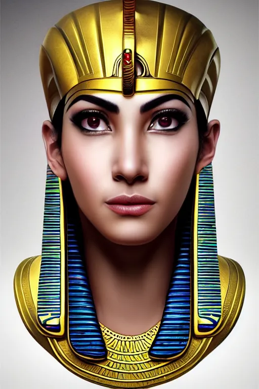 Image similar to a highly detailed beautiful portrait of a egyptian god with facial expression / emotion : enthusiastic in the style of artgerm.