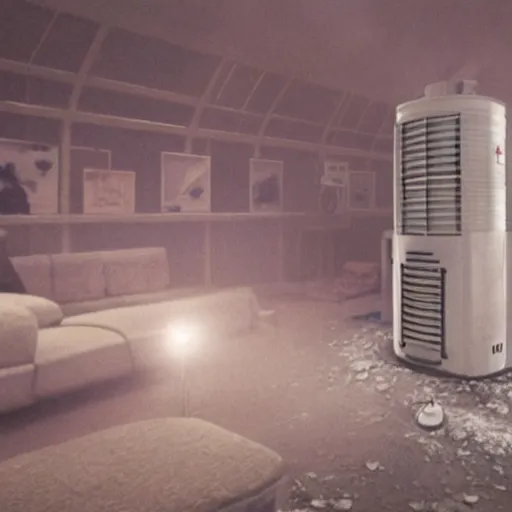 Image similar to photorealistic cinematic of a honeywell air purifier cleaning the air in chernobyl, detailed