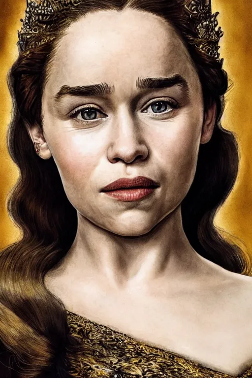 Image similar to Emilia Clarke as a queen in a portrait