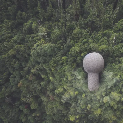 Prompt: a series of gigantic weird concrete human integrated in the mountains, surrounded by vegetation, perspective shot from the sky, realistic, by origiful, 4 k