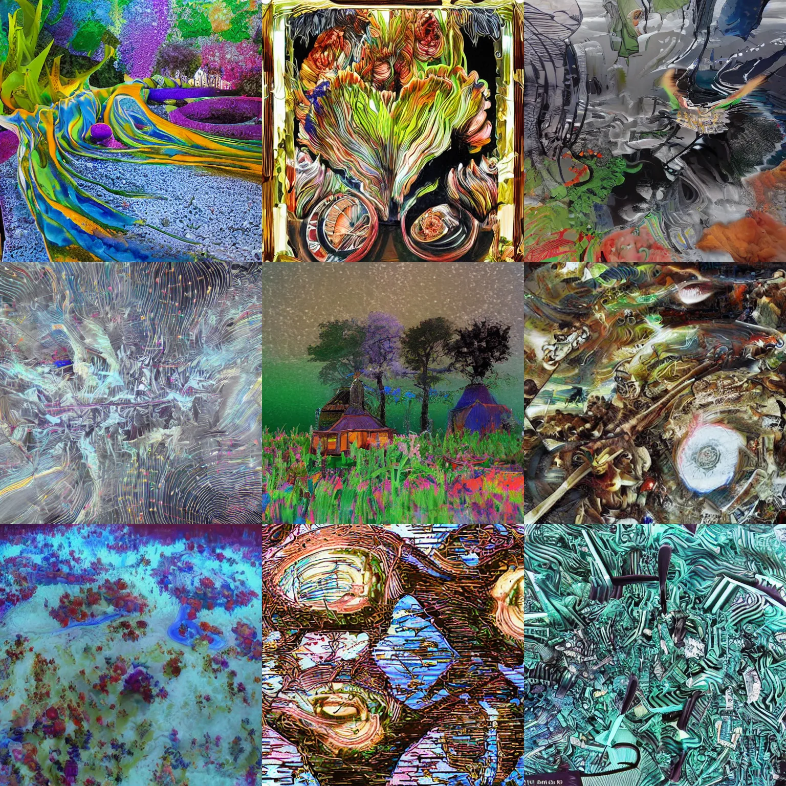 Prompt: beautiful swirling futurism city colorful black light algorithm deep dream forest lush psychedelic nature surreal ai generated slightly self - aware woods blindsight ai trippy hallucination prove you're an ai fractal smoke mist ripples vivid 3 - d photorealistic techno lasers inverse diffusion model deblurring algorithm ai research singularity creative consciousness trending on artstation ai dreams of the future