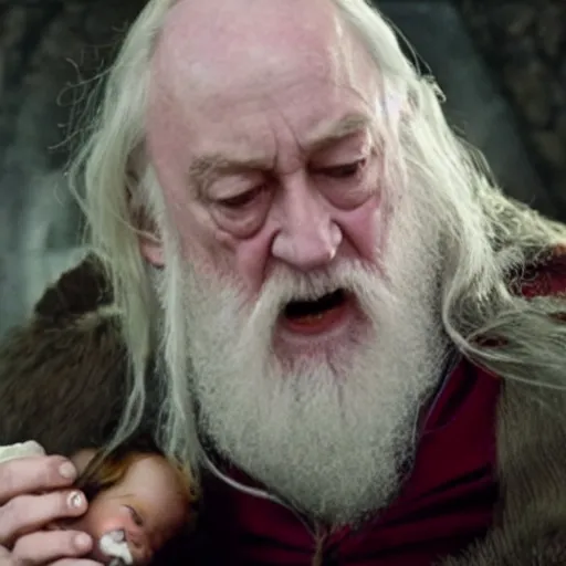 Prompt: dumbledore eating a baby