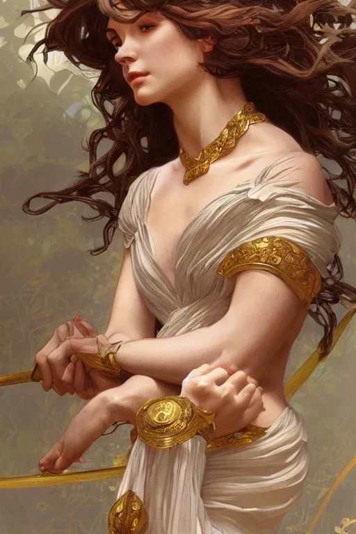 Prompt: Minerva Greek Goddess, elegant, highly detailed, digital painting, artstation, concept art, smooth, sharp focus, illustration, ArtStation, art by artgerm and greg rutkowski and alphonse mucha and J. C. Leyendecker and Edmund Blair Leighton and Charlie Bowater