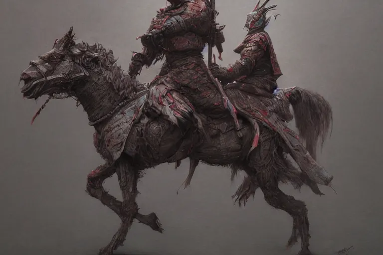 Image similar to Knight of the apocalypse riding a funny lama in a hat, dark fantasy, intricate, highly detailed, smooth, artstation, painted by Wayne Barlowe, Greg Rutkowski, zdislav beksinski, Francis Bacon