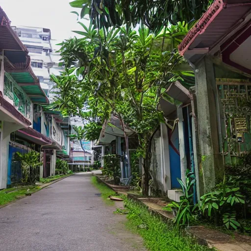 Image similar to walking through an old housing estate in singapore