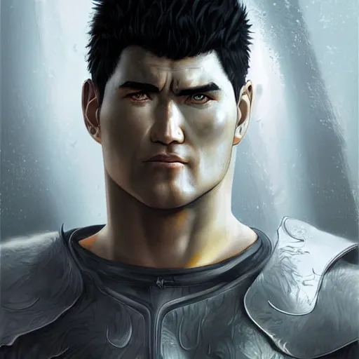 Prompt: digital art semi-realistic portrait of guts from berserk extremely detailed, made by wlop and maxwell boas