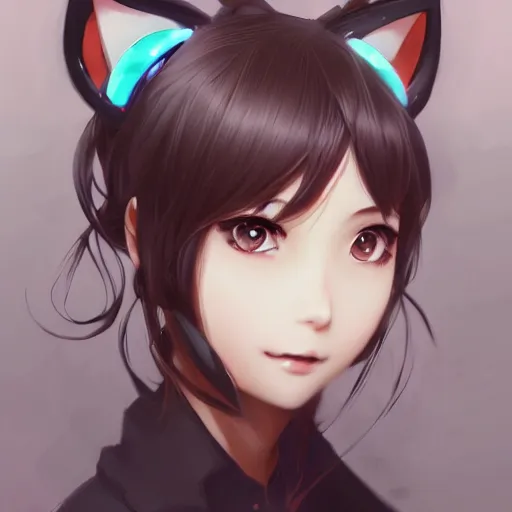 Image similar to An anime portrait of beautiful girl with cat ears, by Stanley Artgerm Lau, WLOP, Rossdraws, James Jean, Andrei Riabovitchev, Marc Simonetti, and Sakimichan, tranding on artstation