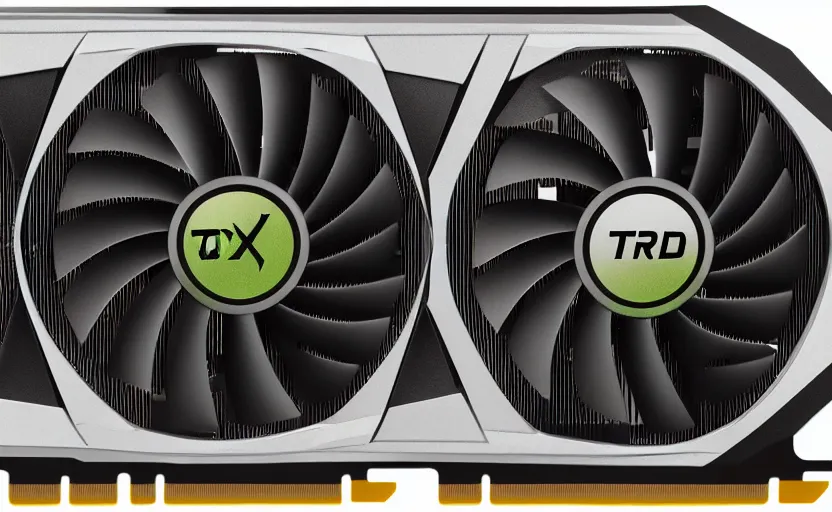 Image similar to product photo of triple wide extra long gtx rtx 4 0 9 0 nvidia gpu graphics card