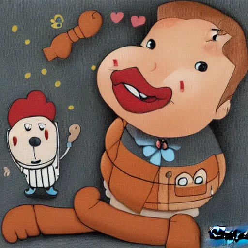 Image similar to little mr sausage lips by richard hargreaves