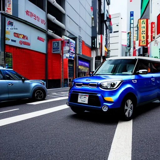  Un alma de Kia estacionado en una calle muy transitada en Tokio JAPÓN