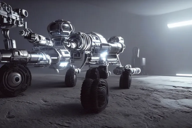 Image similar to still photo of a futuristic rover, highly detailed, photorealistic portrait, bright studio setting, studio lighting, crisp quality and light reflections, unreal engine 5 quality render