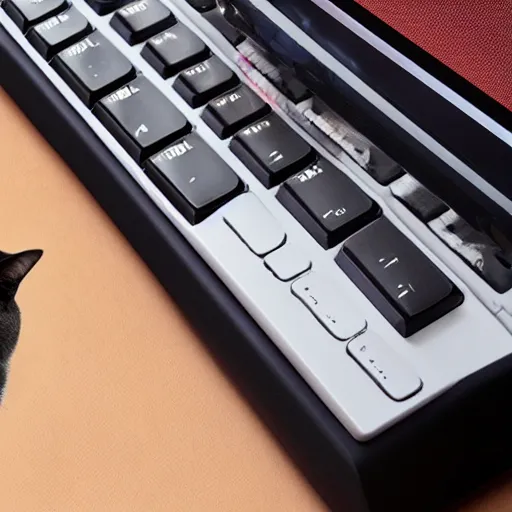 Image similar to a cat paw typing on a computer keyboard - w