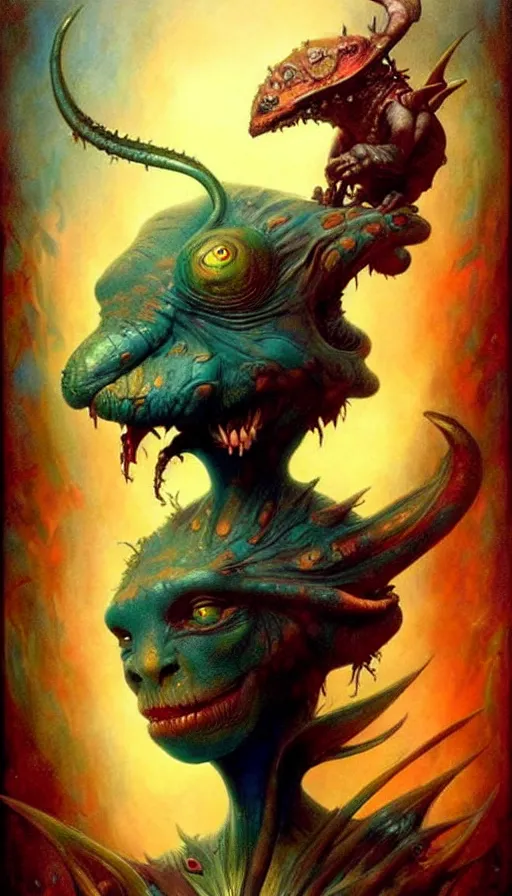 Image similar to exquisite imaginative friendly weird magic creature poster art humanoid colourful movie art by : : weta studio tom bagshaw james jean frank frazetta