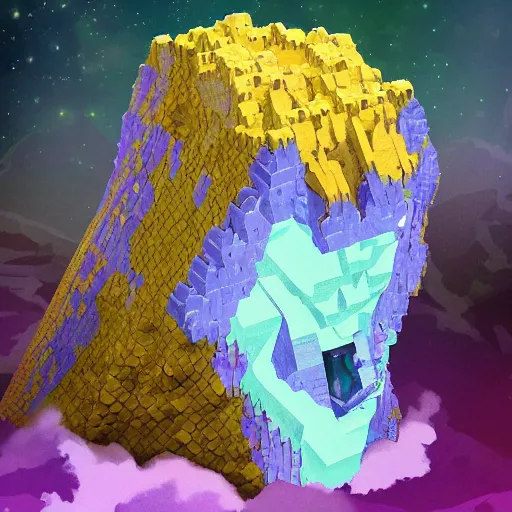 Image similar to Mountainous colossal geode crystal bismuth golem