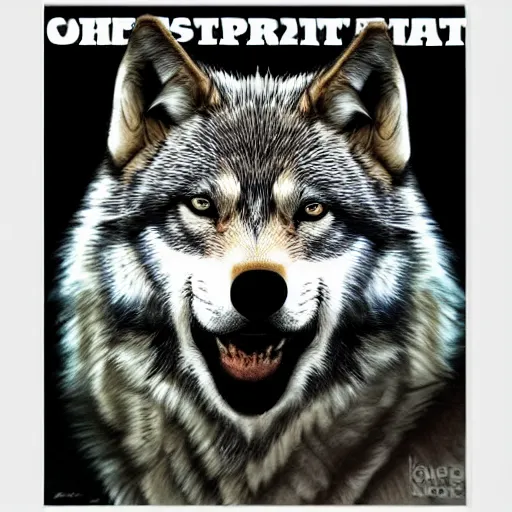 Image similar to retarded wolf portrait, obama poster style