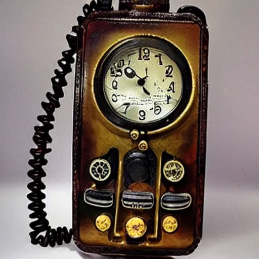 Prompt: steampunk mobile phone