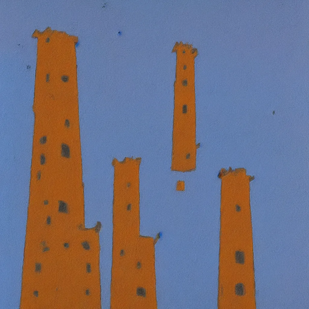 Image similar to a single! colorful! fungus tower clear empty sky, a high contrast!! minimalist painting by giorgio barbarelli da castelfranco, hard lighting, masterpiece