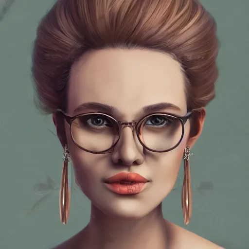 Prompt: middle aged beautiful french woman with blonde hair tied in a strict bun, spectacles, lots of makeup, arrogant, rich, expensive voluminous dress, digital art, high quality, 8 k, detailed, d & d character,