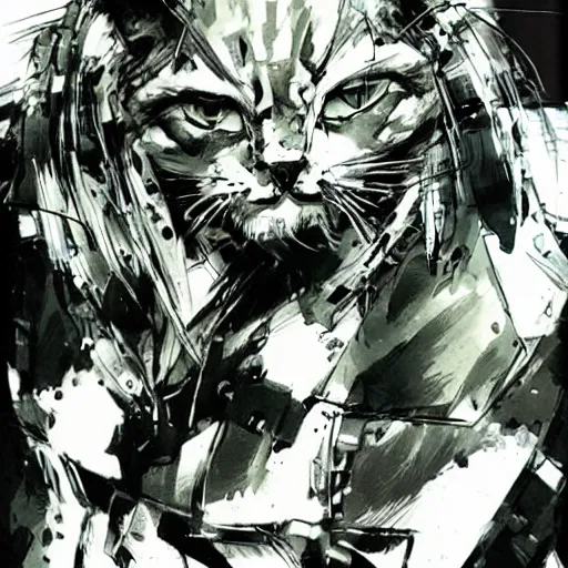 Prompt: yoji shinkawa art style cat