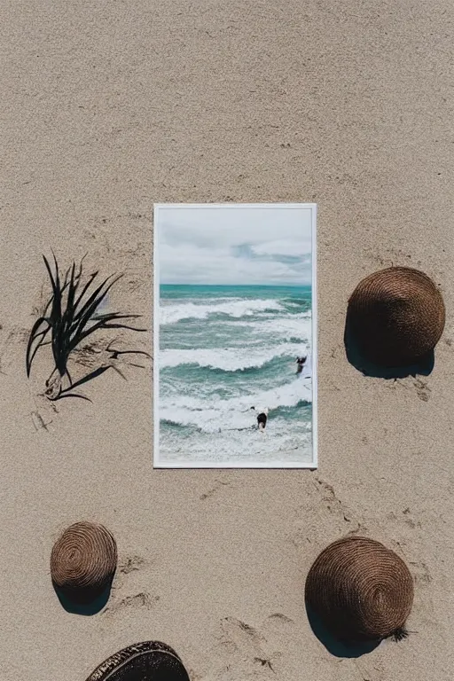 Prompt: minimalist boho style art of a beach