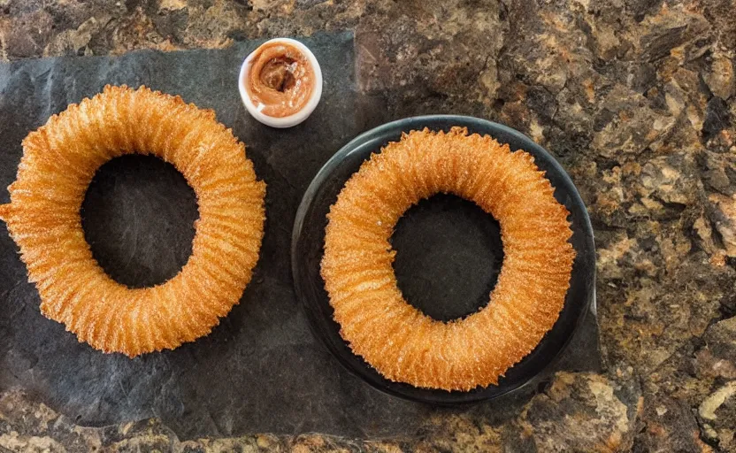 Prompt: a mountain landscape made out of churros