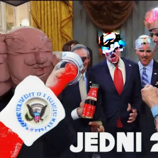 Image similar to biden on mini soda