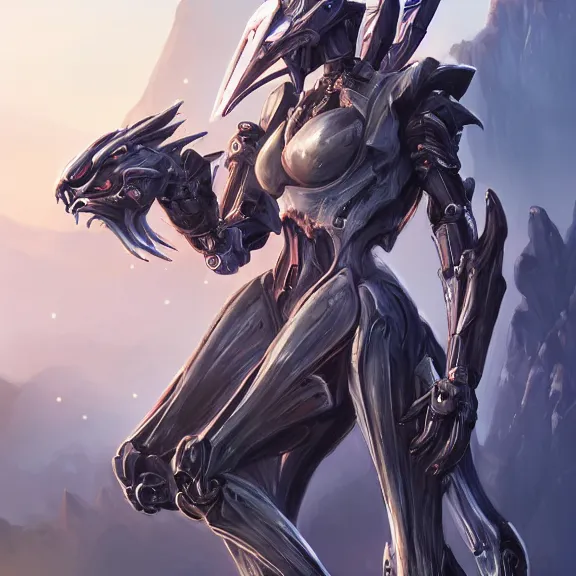 Image similar to extremely detailed ground shot of a giant 1000 meter tall beautiful stunning female warframe goddess, that's a anthropomorphic hot robot mecha female dragon, silver sharp streamlined armor, detailed head, sharp claws, glowing Purple LED eyes, sitting cutely on a mountain, behind a tiny village, dragon art, warframe fanart, Destiny fanart, micro art, macro art, giantess art, furry art, furaffinity, high quality 3D realism, DeviantArt, Eka's Portal, HD