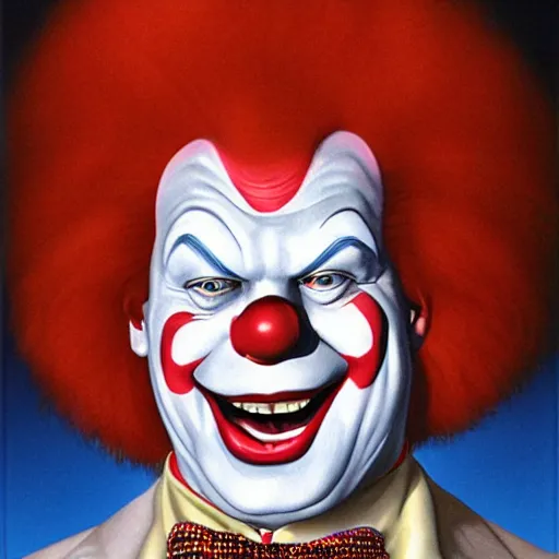 Prompt: a portrait of bozo the clown by alex ross