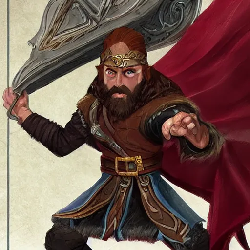 Image similar to Young bearded Tarski Fiume, half-elf Time Wizard, iconic character art by Wayne Reynolds for Paizo Pathfinder RPG