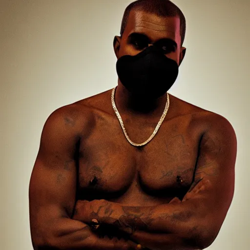 Prompt: a photo of Kanye West wearing a mask in the studio, 8K concept art, shot on IPhone 6, slightly blurry