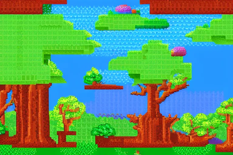 Image similar to pixel art landscape of a beautiful landscape, pixel art