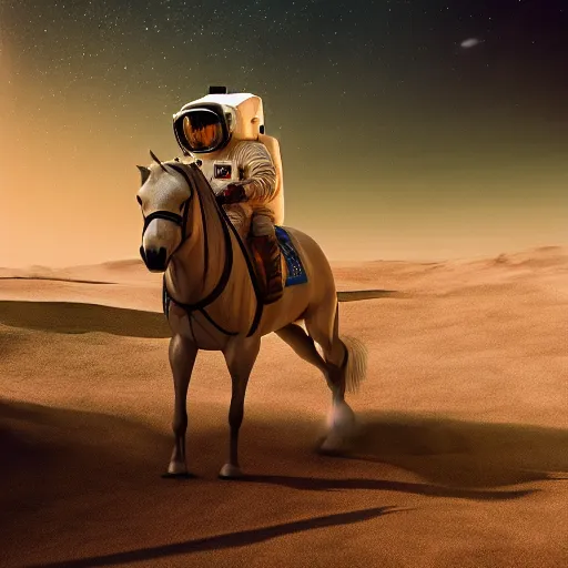 Image similar to professional photo of astronaut riding a horse on the moon, hyperrealistic masterpiece, trending on artstation, cgsociety, kodakchrome, golden ratio, cinematic, composition, beautiful lighting, hyper detailed, octane render, 4 k, unreal engine, low angle shot