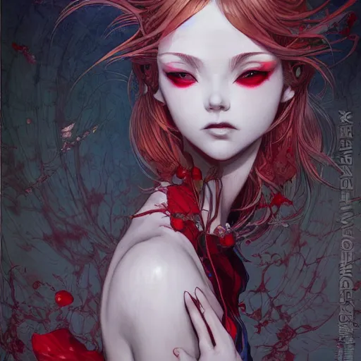 Prompt: vampire beautiful girl soft light painted by james jean and katsuhiro otomo and erik jones, inspired by evangeleon anime, smooth face feature, intricate oil painting, high detail illustration, sharp high detail, manga and anime 1 9 9 9