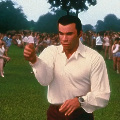 Image similar to john travolta as forrest gump