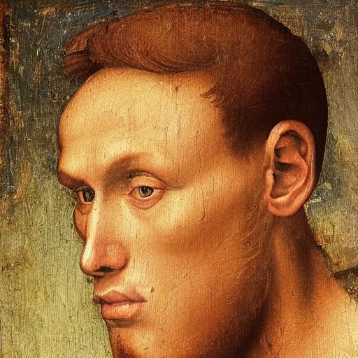 Image similar to A 14th century italian renaissance oil painting of Jerma985, portrait of Jerma985, grainy, realistic, very realistic, hyperrealistic, highly detailed, very detailed, extremely detailed, very neat, very epic, very cool, detailed, trending on artstation