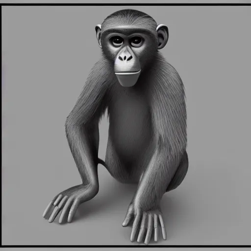 Image similar to a 3 d model of a monkey with no color with a black background and shaders