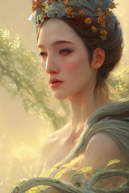 Image similar to goddess of the spring twilight, highly detailed, digital painting, artstation, concept art, smooth, sharp focus, illustration, unreal engine 5, 8 k, art by artgerm and greg rutkowski and edgar maxence