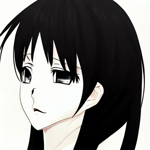 Image similar to anime girl portrait profile, headshot art, cellshaded, drawn in fine-tip pen, made by WLOP, trending on artstation