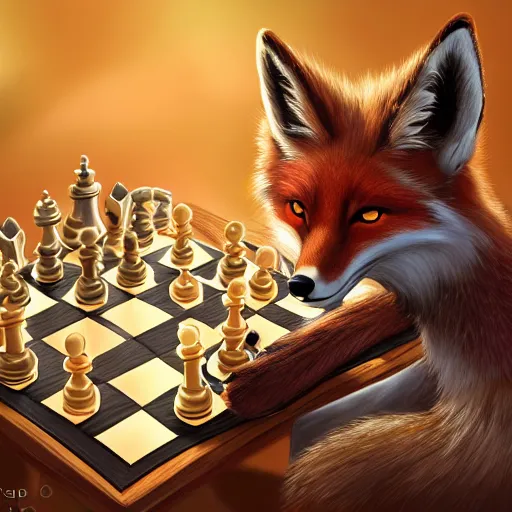 Prompt: An anthro fox playing chess, facing the viewer, trending on FurAffinity, energetic, dynamic, digital art, highly detailed, FurAffinity, anthro, furry, anthro, high quality, digital fantasy art, FurAffinity, favorite, character art