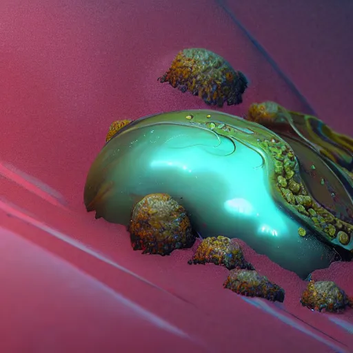 Prompt: close-up of a sea slug looking like fantasy characters with faces in its habitat, trending on artstation