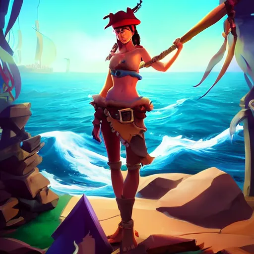 Image similar to jack the pirate mermaid on sea of thieves game avatar hero, behance hd by jesper ejsing, by rhads, makoto shinkai and lois van baarle, ilya kuvshinov, rossdraws global illumination