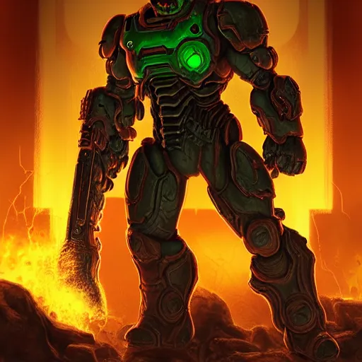 Image similar to character from doom 2 0 1 6, doom eternal